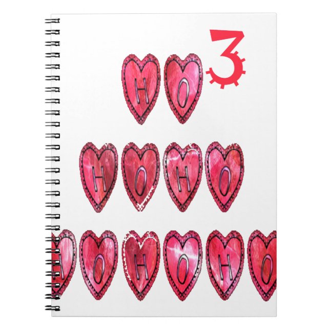 Ho Ho Ho Hearts: Whimsical Christmas Love Text Hol Notebook (Front)