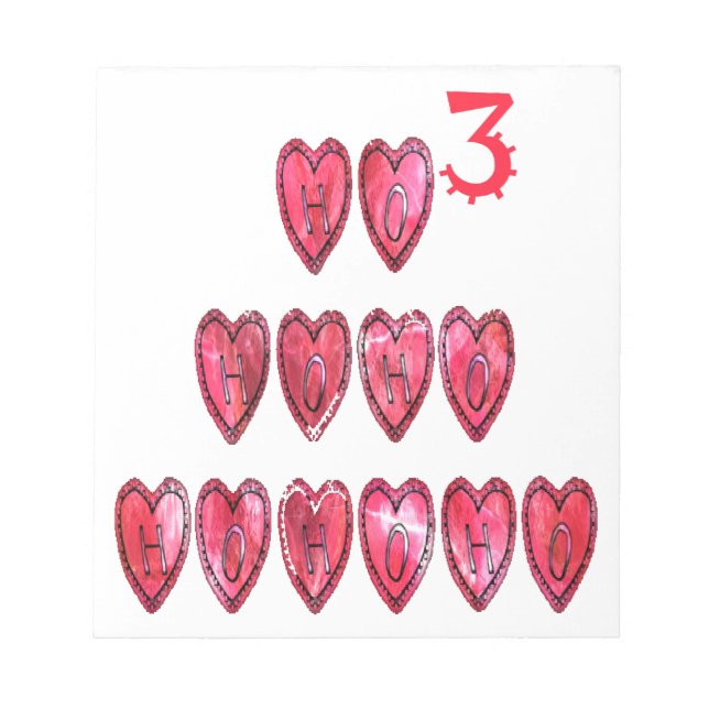 Ho Ho Ho Hearts: Whimsical Christmas Love Text Hol Notepad (Front)