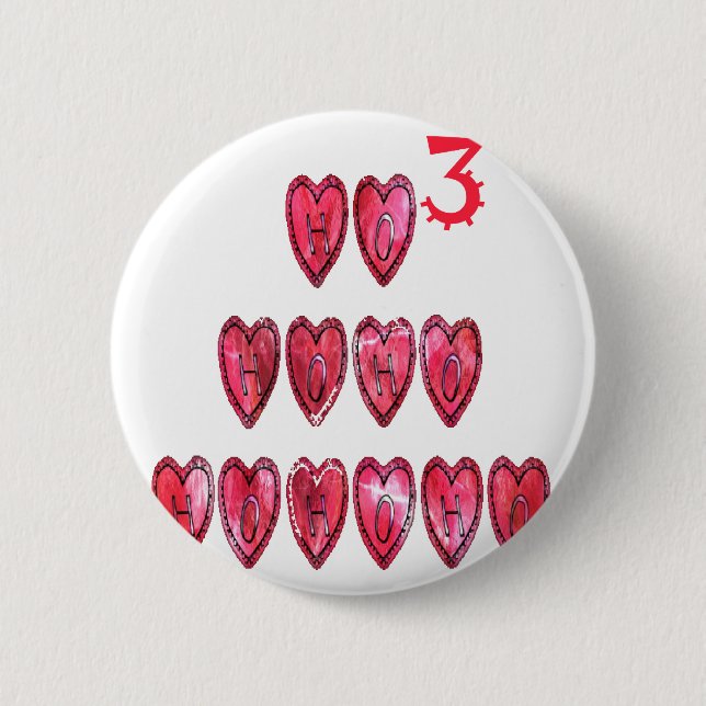 Ho Ho Ho Hearts: Whimsical Christmas Love Text Hol Pinback Button (Front)