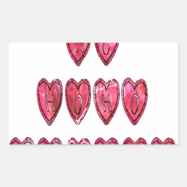 Ho Ho Ho Hearts: Whimsical Christmas Love Text Hol Rectangular Sticker (Front)