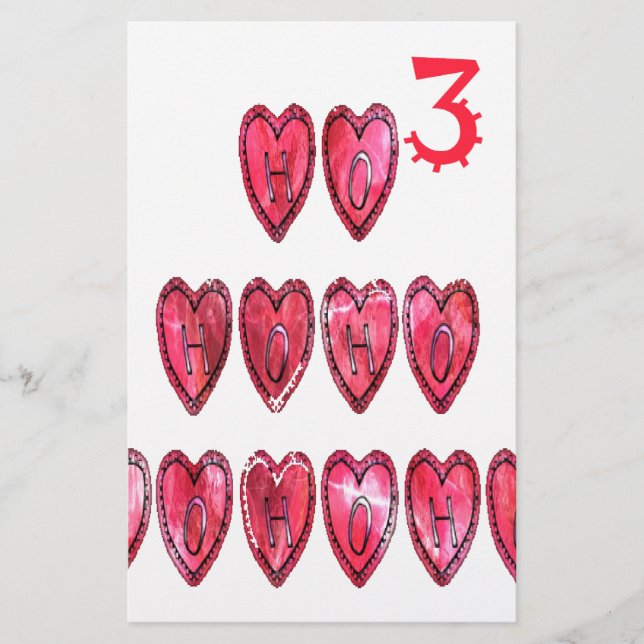 Ho Ho Ho Hearts: Whimsical Christmas Love Text Hol Stationery (Front)