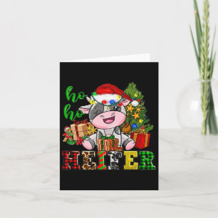 Ho Ho Ho Heifer Christmas Cow Santa Hat Farm Life  Card