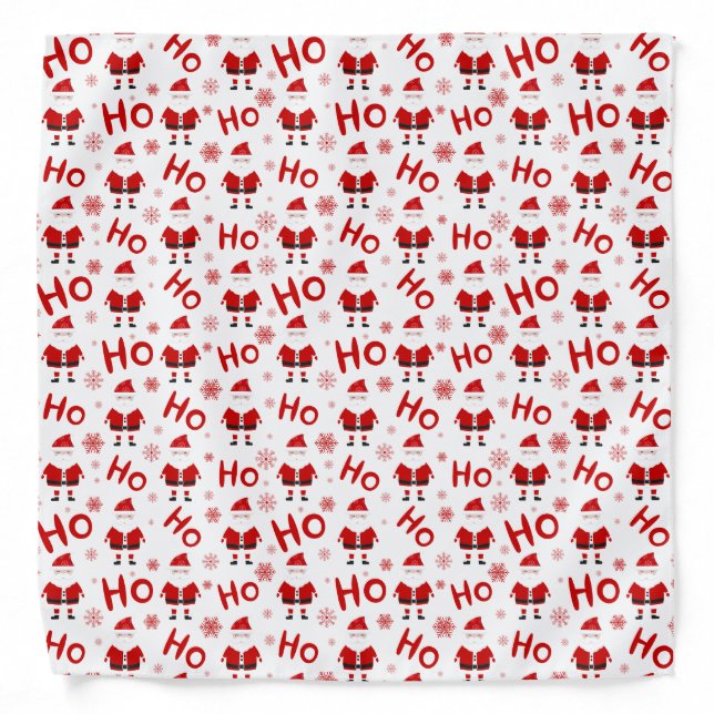 Ho Ho Ho Ho aSanta Claus Christmas Pattern Bandana (Front)