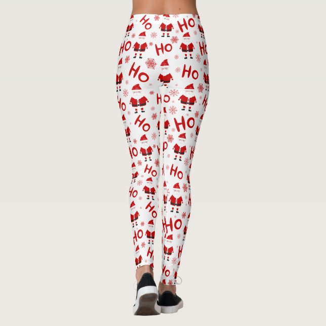 Ho Ho Ho Ho aSanta Claus Christmas Pattern Leggings (Back)