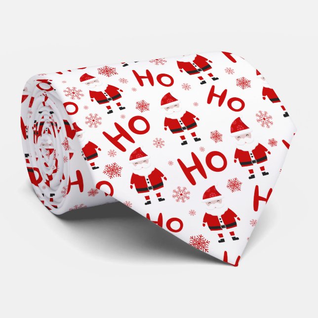 Ho Ho Ho Ho aSanta Claus Christmas Pattern Neck Tie (Rolled)