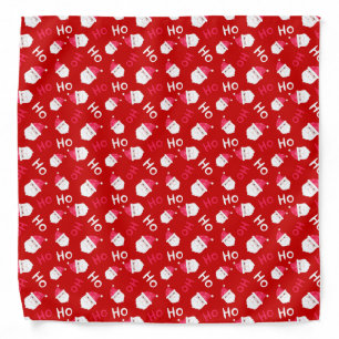 Ho Ho Ho Ho Cute Santa Head Christmas Pattern Bandana