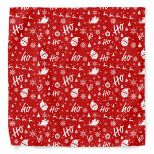 Ho Ho Ho Ho Red & White Christmas Pattern Bandana