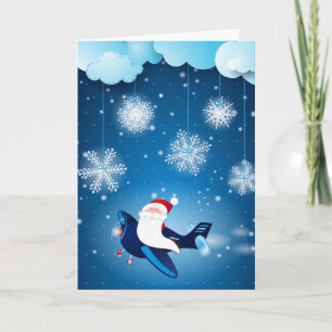 Ho ho ho ho! Santa on the airplane Holiday Card