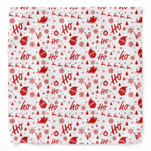 Ho Ho Ho Ho White & Red Christmas Pattern Bandana