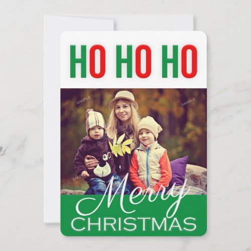 HO HO HO Holiday Christmas Greetings Photo Card
