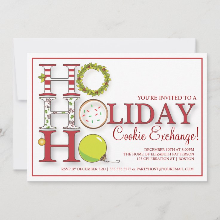 HO HO HO Holiday Cookie Exchange Party Invitation Zazzle