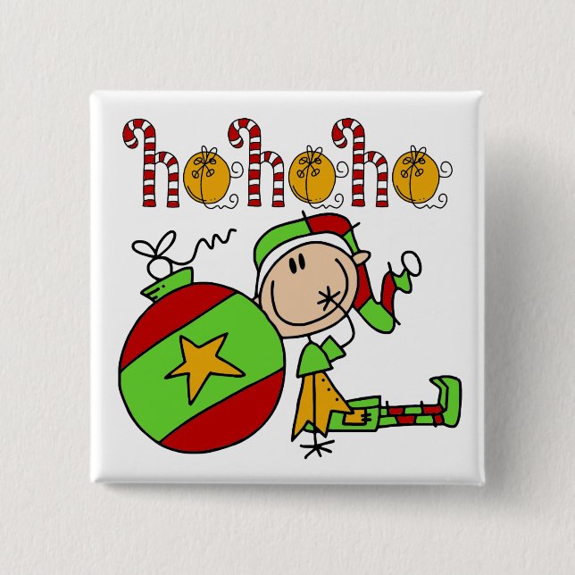 Ho Ho Ho Holiday Elf Button (Front)