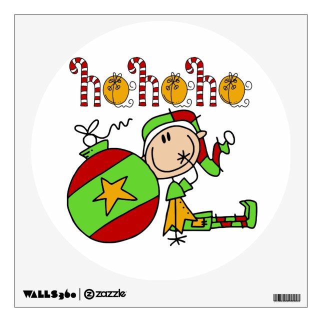 Ho Ho Ho Holiday Elf Wall Sticker (Front)