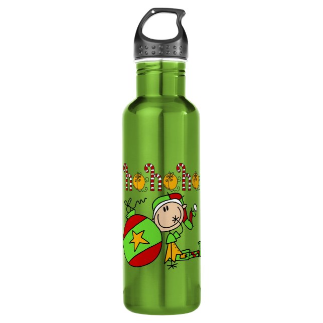 Ho Ho Ho Holiday Elf Water Bottle (Front)