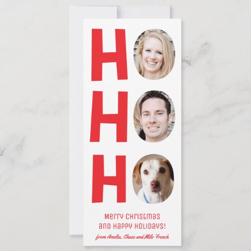 Ho Ho Ho Holiday Photo Card with Patterned Backer