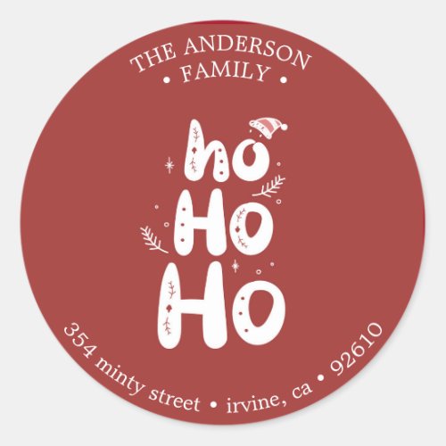 Ho Ho Ho Holiday Return Address Sticker