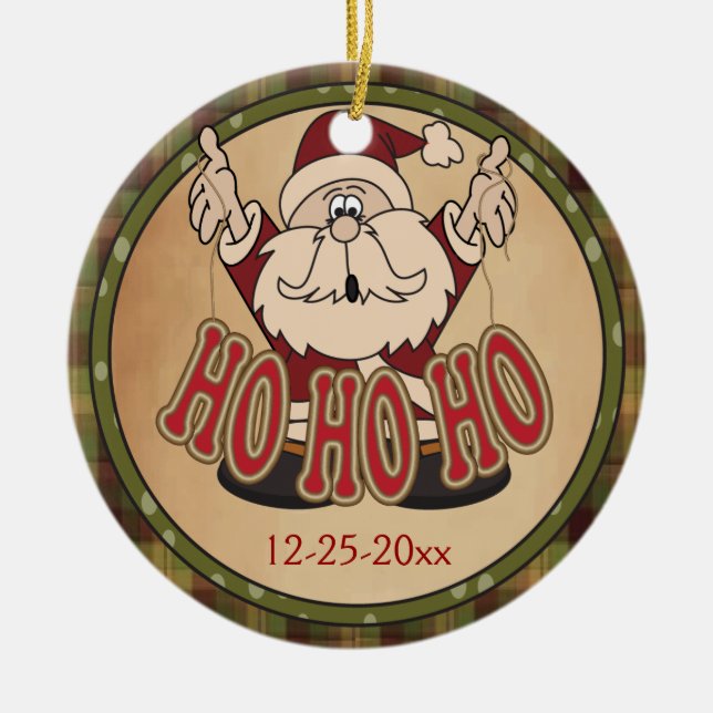 Ho Ho Ho Holiday Santa Claus Ornament (Front)