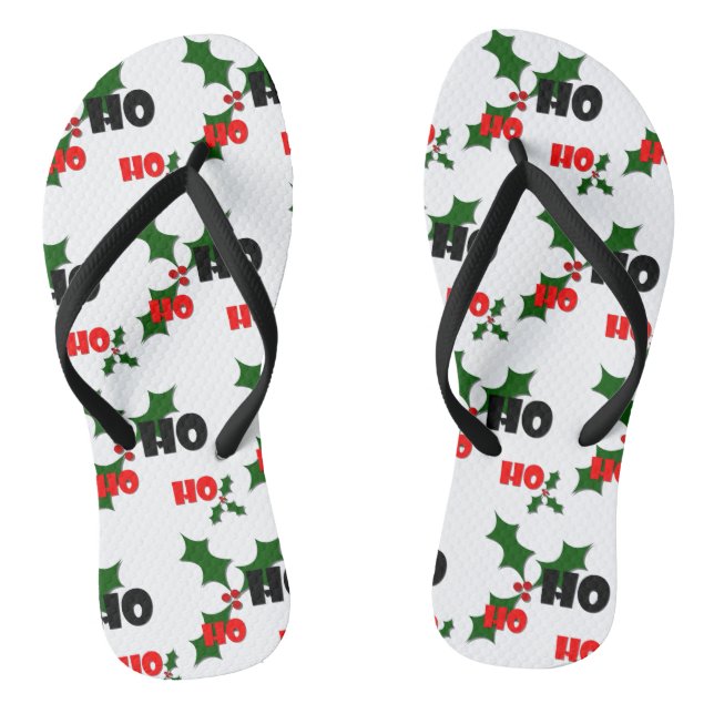 Ho Ho Ho Holly & Berries Flip Flops (Footbed)
