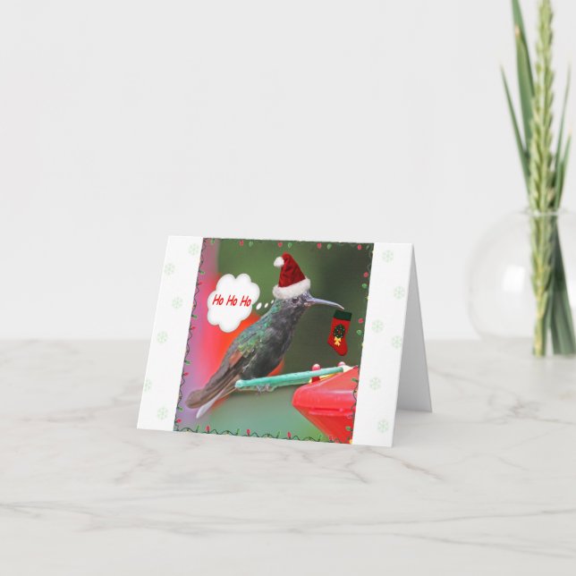Ho Ho Ho Hummingbird Holiday Card (Front)