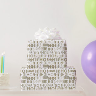 HO! HO! HO! in Silver and Gold Confetti Christmas Wrapping Paper