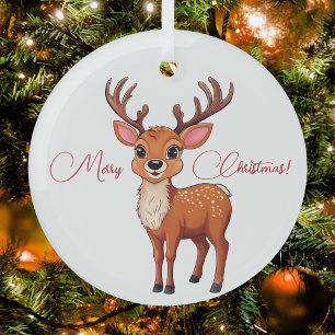 Ho-Ho-Ho! It's a Reindeer ! Glass Ornament