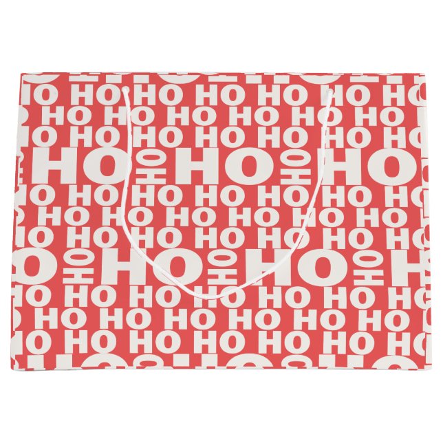 Ho Ho Ho Jokes Pattern Santa Saying Ho Ho Ho Chris Large Gift Bag (Front)