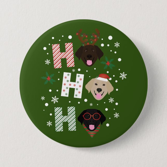 Ho Ho Ho Labrador Retriever Merry Christmas Button (Front)