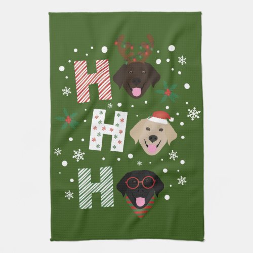 Ho Ho Ho Labrador Retriever Merry Christmas Kitchen Towel