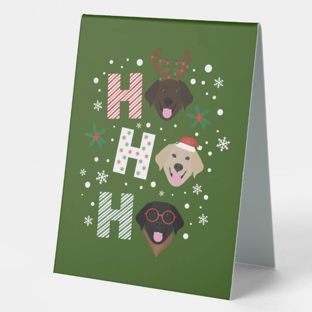 Ho Ho Ho Labrador Retriever Merry Christmas Table Tent (Front)