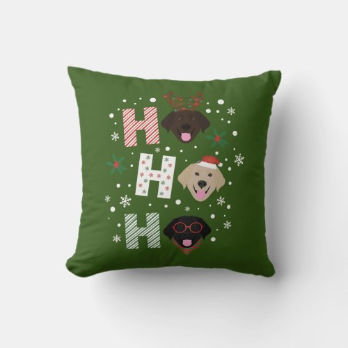 Ho Ho Ho Labrador Retriever Merry Christmas Throw Pillow