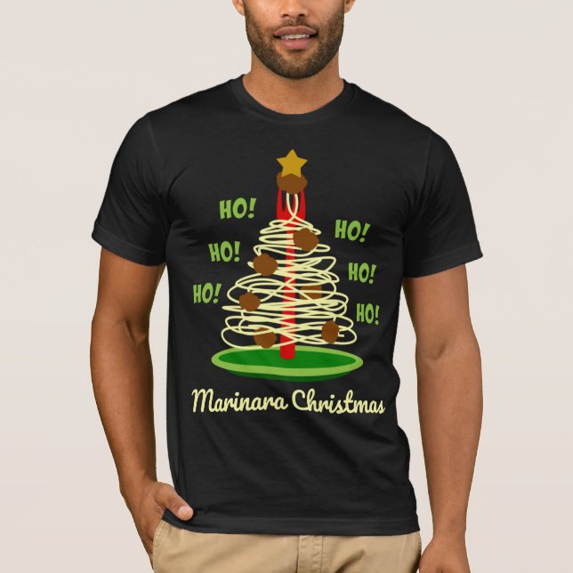 Ho! Ho! Ho! Marinara Christmas Pasta Tree T-Shirt (Front)