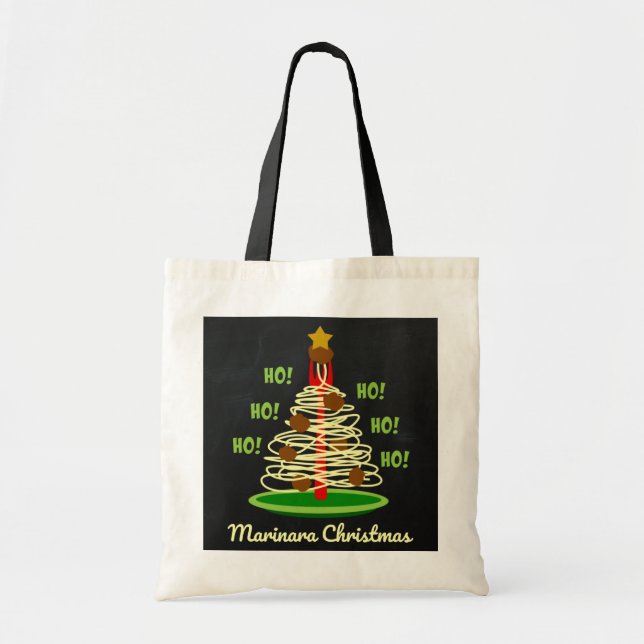 Ho! Ho! Ho! Marinara Christmas Pasta Tree Tote Bag (Front)