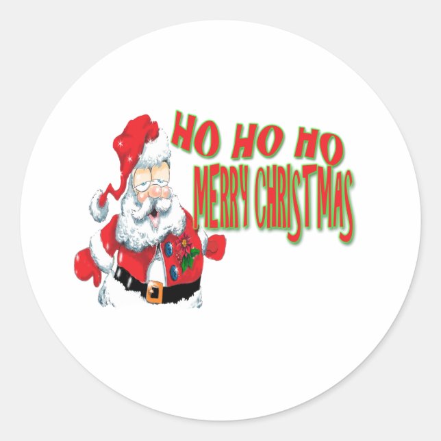ho ho ho merry christmans classic round sticker (Front)