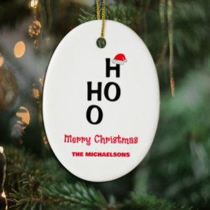 Ho Ho Ho: Merry Christmas Ceramic Ornament