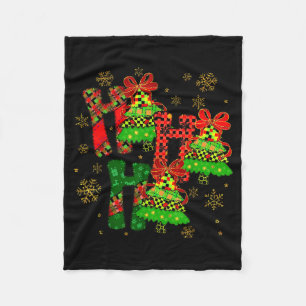 Ho Ho Ho Merry Christmas Coquette Bow Xmas Trees H Fleece Blanket