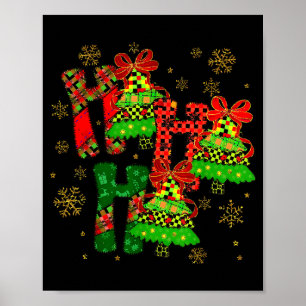 Ho Ho Ho Merry Christmas Coquette Bow Xmas Trees H Poster