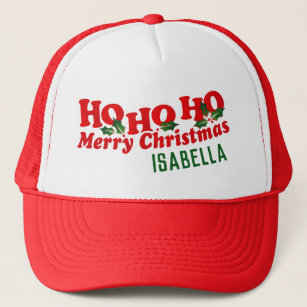 Ho Ho Ho Merry Christmas custom name Trucker Hat