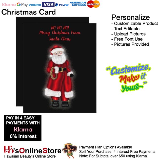 HO HO HO! Merry Christmas From Santa Claus  Holiday Card (HO HO HO! Merry Christmas From Santa Claus Holiday Card 1.)