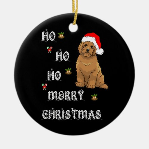 Ho Ho Ho Merry Christmas Goldendoodle Lover Dog Ceramic Ornament