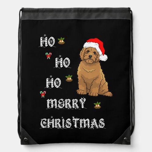 Ho Ho Ho Merry Christmas Goldendoodle Lover Dog Drawstring Bag