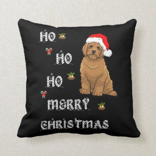 Ho Ho Ho Merry Christmas Goldendoodle Lover Dog Throw Pillow