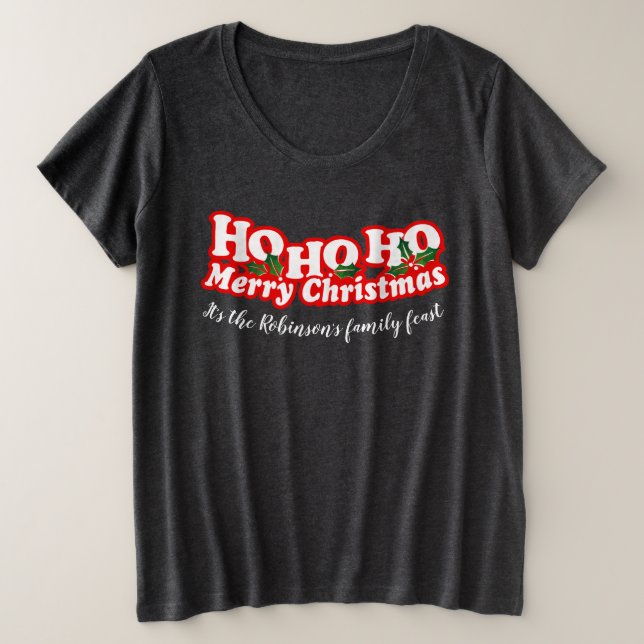 Ho Ho Ho Merry Christmas personalized tee (Design Front)