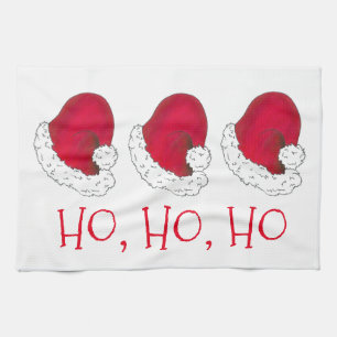 Ho Ho Ho Merry Christmas Red Santa Claus Hat Towel