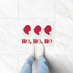 HO HO HO Merry Christmas Red Santa Claus Hat Xmas Doormat