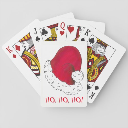 Ho Ho Ho Merry Christmas Red Santa Claus Hat Xmas Poker Cards