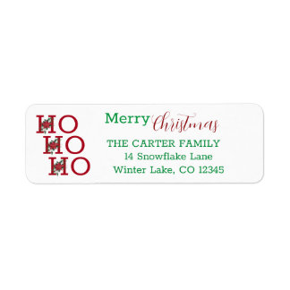 HO HO HO Merry Christmas Return Address Label