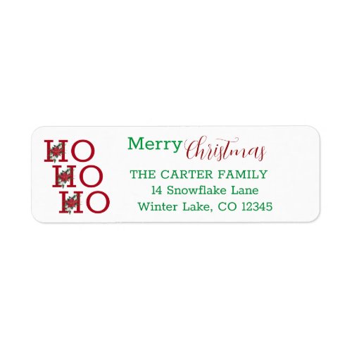 HO HO HO Merry Christmas Return Address Label