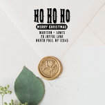Ho Ho Ho Merry Christmas Return Address Self-inking Stamp<br><div class="desc">Ho Ho Ho Merry Christmas Return Address Holiday Self-inking Stamp features the text "Ho Ho Ho Merry Christmas" in modern script typography with your personalized name and return address below. Perfect for Christmas cards, holiday cards, Christmas party invitations and holiday party gifts and favors or in the office for products...</div>