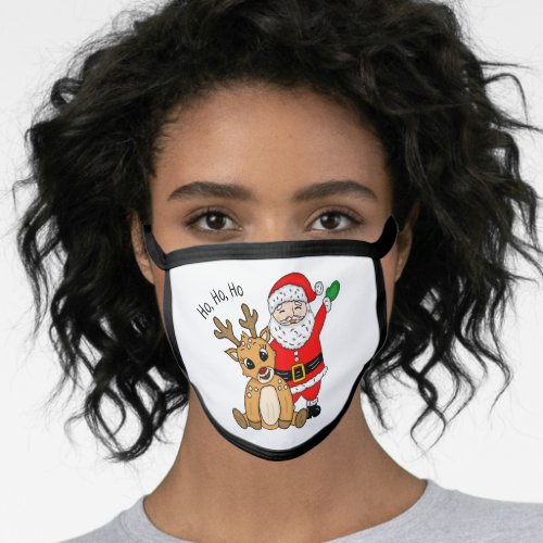 Ho Ho Ho Merry Christmas Santa and Reindeer Face Mask