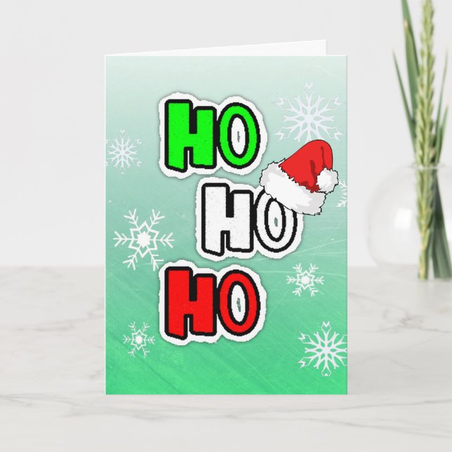 Ho HO HO Merry Christmas Santa Claus Custom Card (Front)